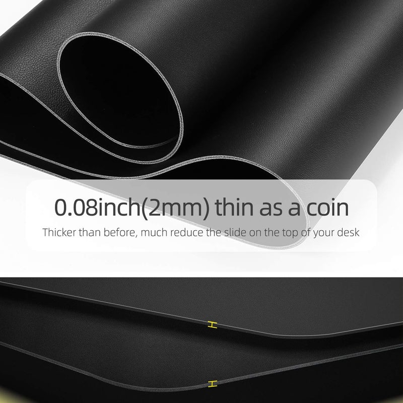 YSAGi Office Desk Pad, Desk Mat, 23.6" x 13.7" Ultra Thin Waterproof PU Leather Desk Blotter, Laptop Leather Desk Pad Protector for Keyboard and Mouse, Dual-Sided Desk Writing Pad for Office(Black) - Image 5